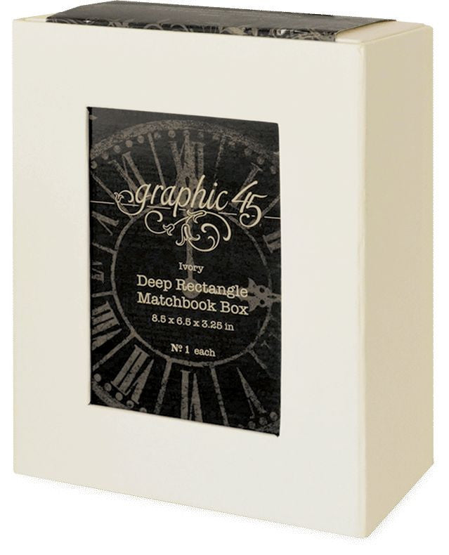 Caja de cerillas Graphic 45 rectangular profunda, color marfil